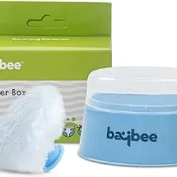 Baybee Baby Powder Puff with Storage Container, Ultra Soft Baby Powder Puff for Babies, Soft Face Body Cosmetic Powder Puff Sponge Box Case (Small Blue)-image-4