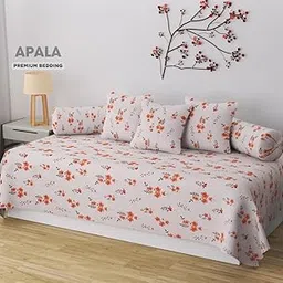 Poly Cotton Diwan Set Soft Cotton, 1 (60 X 90 Inches) Bedsheet,3 (16x 16 inches) Cushion Covers and 2 Booster Covers (6 PCS Set)-picture-24