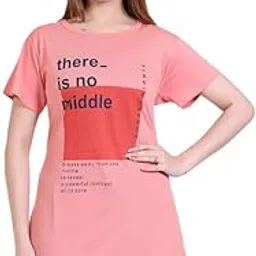 Women CottonRegular Fit T-Shirt/Long Night Wear Top for Women & Girls Soft & Cotton Nightwear Comfortable Lounge & Sleepwear Maroon T-Shirt StylishNight Top Orange (Size 4XL)-image-48