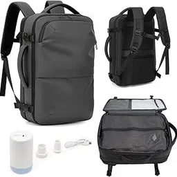 House of Quirk Backpack Man Travel Vacuum Compression With Electric Pump 17in Laptop Bag Waterproof Storage Expandable Fashion Casual Back Pack-image-3