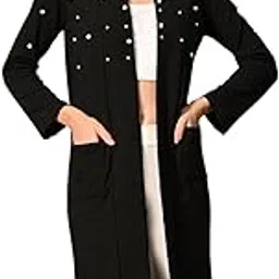 iuga Black Front Open Longline Solid Shrug for Women and Girl (459)-picture-18