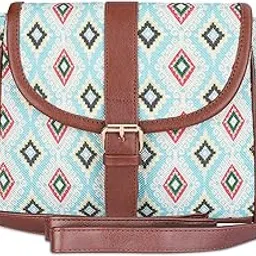 the clownfish Madeline Printed Handicraft Fabric Handbag for Women Crossbody Sling Bag Office Bag Ladies Shoulder Bag with Snap Flap Closure & Shoulder Belt for Women College Girls-picture-48