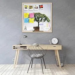 ArtzFolio Green Tree Growing from Book D2 | Bulletin Board Notice Pin Board | Vision Soft Board Combo with Thumb Push Pins & Sticky Notes | Natural Brown Frame | 16 x 16 inch (41 x 41 cms)-picture-10