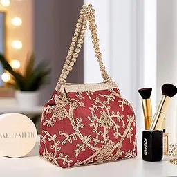Heart Home Potli Bags for Ladies & Girls | Women Shagun Pouches for Festive Seasons | Batwa Bag Bridal Purse | Moti & Embroidery- Maroon-picture-52