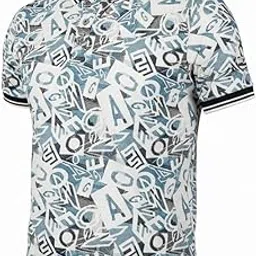 Dimore Men's Premium Polo T-Shirt, Cotton Blend, Abstract Pattern, Classic Fit, Sky Blue with Black Print, Short Sleeve, Polo Collar-picture-42