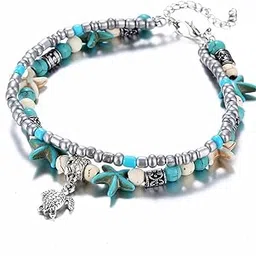 shining diva fashion Jewellery Shell Starfish Beads Charms Stylish Chain Anklet for Women and Girls-picture-13