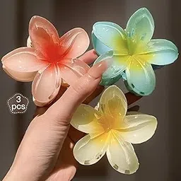 PACTIV 3Pcs Elegant Hawaiian Flower Hair Claw Clips - Large, Non-Slip, Strong Hold For Thick & Thin Hair - Vintage Style Flower Clips For Women, multi-picture-40