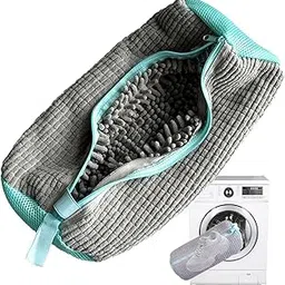 Gowloz Shoe Washing Machine Bag | Invisible Zipper Side Opening | Washer & Dryer Safe for Sneakers | Microfiber Mesh | Reusable & Durable | Pack of 1 (Grey)-picture-48