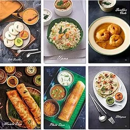 ESCAPER Indian Fast Food Posters (12 x 18 inch), 300 GSM Paper, Laminated Self Adhesive Back, South India Food Photos, Curry Vegetable Dishes Wall Art, Ideal For Traditional Restaurant, Hotel, Cafe-picture-13