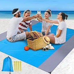 Beach Blanket Sand-Free Picnic Blanket 230 x 200 cm Beach Mat Ultralight Picnic Blankets Waterproof Blanket with 4 Attachment Corners for Beach Camping, Travel, Outdoor Hiking-picture-27