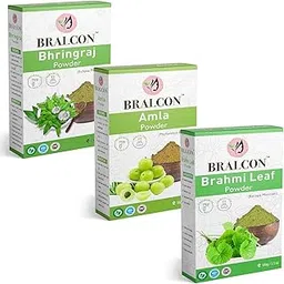 BRALCON Organic Bhringraj, Brahmi, Amla Powder Combo -300g (100g x 3 Pack)|Bhringraj Powder, Amla Powder, Brahmi leaf Powder for Hair Growth, Hair Cleanser, Skin Brightening|Hair & Skin Care Powder-image-27