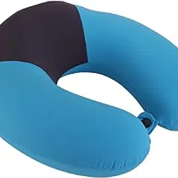 THE QUIRK BOX Travel Pillow 100% Memory Foam Neck Pillow Comfortable Neck Pillow for Flight Airplane Train Rides (Blue & Grey)-image-26