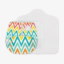 SNUGKINS Newborn Bliss Diapers for Newborn Babies (2.5-7kg) | Washable & Reusable | 1 Cloth Diaper, 1 Wet-Free Organic Cotton Prefold & 1 Booster Pad | Macaroon Ikat-picture-41