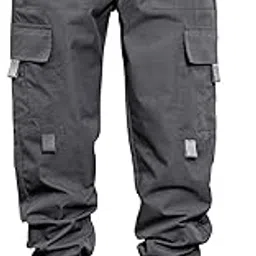 shasmi Men's Regular Fit Mid Rise Casual Joggers With Elastic Waist, Multi-Pocket Design, Casual Cargo Joggers Track Pant Ll Track Pants Ll Plain Track Pant (Trouser 156 $P) image 1
