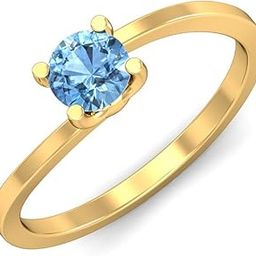 kuberbox 18KT Yellow Gold Seul Topaz Blue Ring for Women-picture-30
