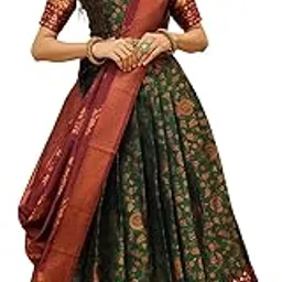 kedarfab Women's Kanjeevaram Silk Lehenga Choli With Dupatta Set (Tulip)-picture-30