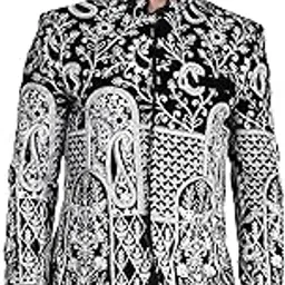 wintage Embroidered Velvet Black Bandhgala image 1