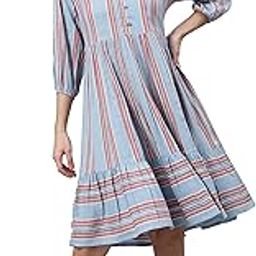 janasya Women's Sky Blue Cotton Blend Western Dress-picture-16