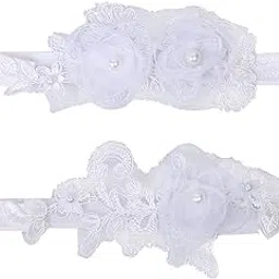 2PCS Bridal Garter Set Craft Fashion Flower Decor Leg Ring Lace Garter for Wedding-image-0