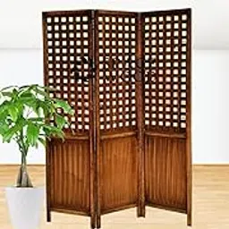 SPACE WOOD Wooden Partition for Living Room | Room Divider for Office Panel | Wall Separator 6 Feet | Partitions and Dividers (3 Panel)-image-72
