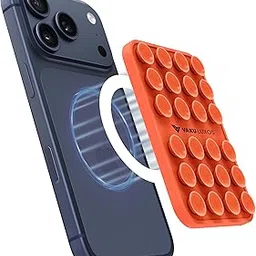 Vaku Luxos® MAGMOUNT Mag-safe Suction Cup Phone Mount Case with Strong Magnetic Holder Grip 3X Stronger Magnets Hands-Free Mobile Video Phone Accessory for Mirror,Shower compatible with iPhones-Orange-picture-28