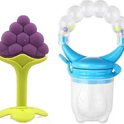 Gilli Shopee Fruit Shape Silicone Teether for Baby (Combo Saver Pack of 2) (Blue & Grapes)-picture-17