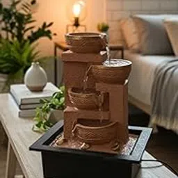Zen Cascade 4-Tier Indoor, Outdoor Tabletop Water Fountain, with LED Lights, Size - 12x16 Inches.-picture-16