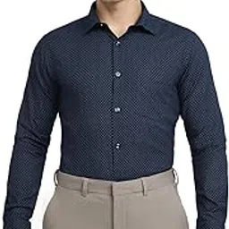 park avenue Men Slim Fit Print Pattern Cotton Polyester Blend Ainsley Collar Full Sleeve Formal Shirt-picture-20