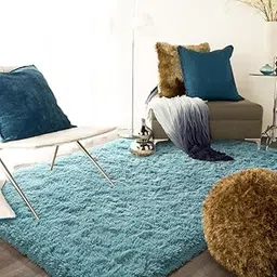 Soft Plain Bedside Runner Carpet & Rug for Bedroom Living Room 2x5 Feet Sky-image-8