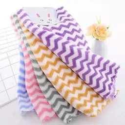Classic Microfiber Towel – Soft Striped Washcloths, Quick Dry Absorbent Face Towels for Bath, Gym, Kitchen & Travel (12)-image-5