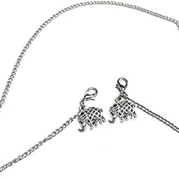 Silver Mask Lanyard Strap Mask Chain with Difernce oxidised charm Adjustable Mask Holder Necklace Face Mask Saver Cord Made in India Size:20 Inch-image-44