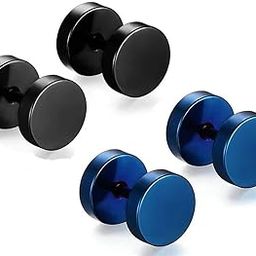 meenaz Jewellery Stainless Steel Black Blue Combo Studs Earings/Earring for Men/Boys/Boyfriend/ - BALI-M911-picture-43
