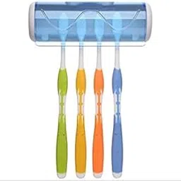 Self Adhesive Plastic Toothbrush Holder with Dustproof Cover | Wall Mounted 5-Slot Toothbrush Organizer for Bathroom | Toothbrush and Toothpaste Storage Stand for Kids, Adults (Multicolour, Pack of 1)-image-23