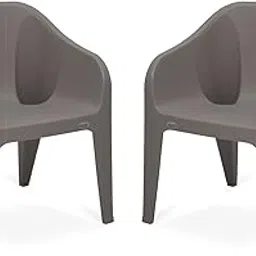 Oaknest Unboxing Furniture Supreme Futura Stackable Modern All Purpose Plastic With-Arm Chair Suitable For Home, Office, Restaurent, Garden And Many More (Color: Champagne | Set Of 2 Pc)-picture-15