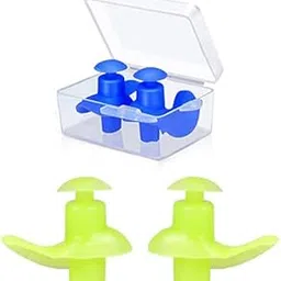 james international Silicone Earplugs for Swimming Bathing and Sleeping, Professional Noise Reduction Reusable Silicone Swim Earplugs for Adult Swimmers Children Diving (2 Pair) (Green-Blue)-picture-29
