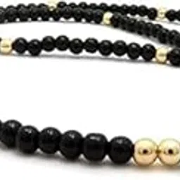 glamshell Black & White Glass Bead Gold, Color Ball Accent Necklace Chain For men-picture-48