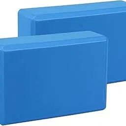 Evona Exercise Fitness Non Slip Yoga Blocks l Comfortable Fitness Foam Bricks l EVA Foam Yoga Brick Sports Fitness Workout Pilates Brick for Home Gym Workout Body Exercise (2 Pcs) (Blue)-image-87