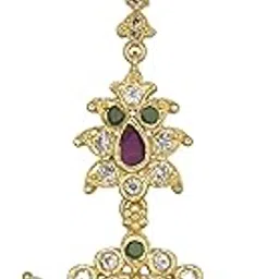 GVG gold plated Jewellery simple and traditional and small CZ Tikka with multi stones for women and girls(301)-image-15