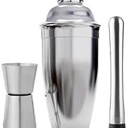 Rudra Exports Cocktail Mocktail Mojito Margarita Shaker Muddler Jigger Measuring Double Glass Accessories Set (Stainless Steel)-picture-32