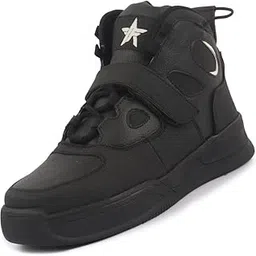 Men High Ankle Casual Chunky Lace Up Sneakers with Hook and Loop Closure Strap|Rubber Outsole High Top Basketball Shoes-image-4