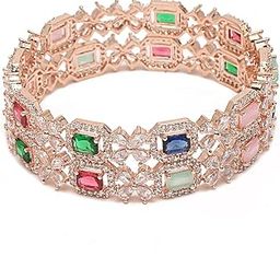 youbella Jewellery Stylish Rose Gold Plated Multi-Color Stone Studded Bangles for Girls and Women (YBBN_91889) (Gold)-picture-37