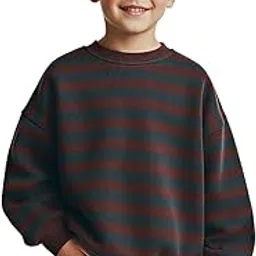 Alan Jones Clothing Boys & Girls Striped Oversized Sweatshirt | Age 3-10 Years | Warm & Comfortable Kids Pullover-picture-28