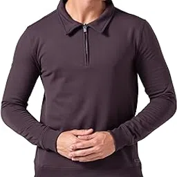 damensch Mens Solid Regular Fit Microfibre Elastane Full Sleeve Half Zip Statement Elemental Sweatshirt Comfortable Casual Wear Half-Zip Sweatshirt-picture-51