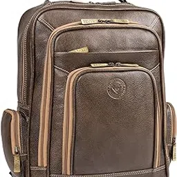 brand leather Men's Full Grain Cow Hide Leather 17 Inch Laptop Backpack Large Capacity Weekender Overnight Camping Travel Rucksack-picture-45