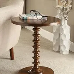 Unique Arts Modern Round Wooden Table Coffee Table Side Table Bedside Table | Table for Small Spaces | End Table (Walnut)-picture-31