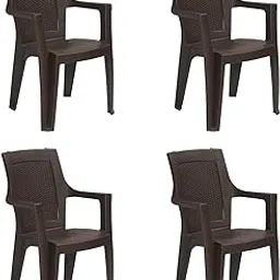 Nilkamal Plastic Chair for Living room with Arm |Set of 4 | 3 Year Warranty | For Home, Living Room, Outdoor | Season Rust Brown Colour | MYSTIQUE-picture-21