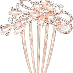 Comb Pin for Women Hair Accessories for Women Floral Comb Clips for Hair for Women Rosegold Crystal Hair Pin Bridal Hair Accessories for Wedding Side Pin / Comb Pin / Juda Pin Accessories for Women-image-48