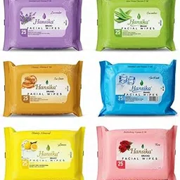 Facial Wet Wipes Pack of 6 (25 Wipes Each, Total 150 Wipes) | Rose, Lemon, Lavender, Ice Fresh, Honey Almond & Aloe Vera Cucumber | Gentle Cleansing, Moisturizing & Refreshing Wipes for All Skin Types-picture-22