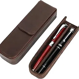 contact's family Leather Fountain Pen Case for 2 Pens Handmade Pen Storage Box with Hidden Magnetic Snap Vintage Leather Pen Protective Sleeve-picture-59