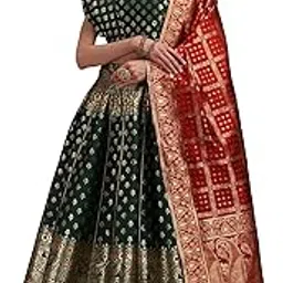 purvaja Women's Faux Silk Jacquard Embroidered Fabric Semi-Stitched Lehenga Choli-picture-10
